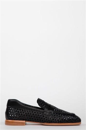 Zapato piel negra rejilla