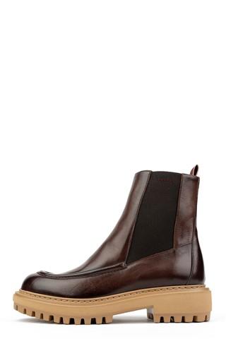 Botín piel marrón suela camel