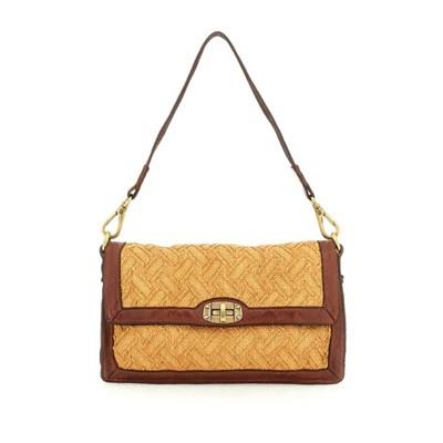 Bolso de rafia natural y piel
