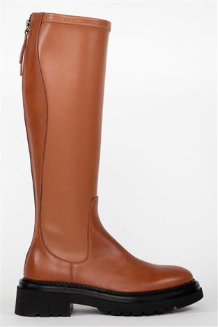 Bota en piel camel