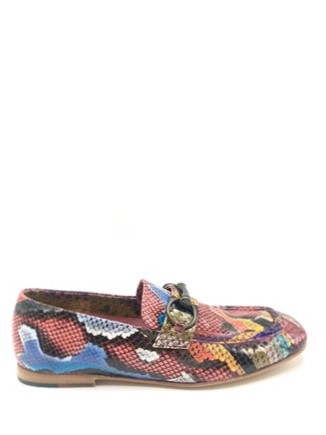 Mocasín piel Snake rojo/rosa